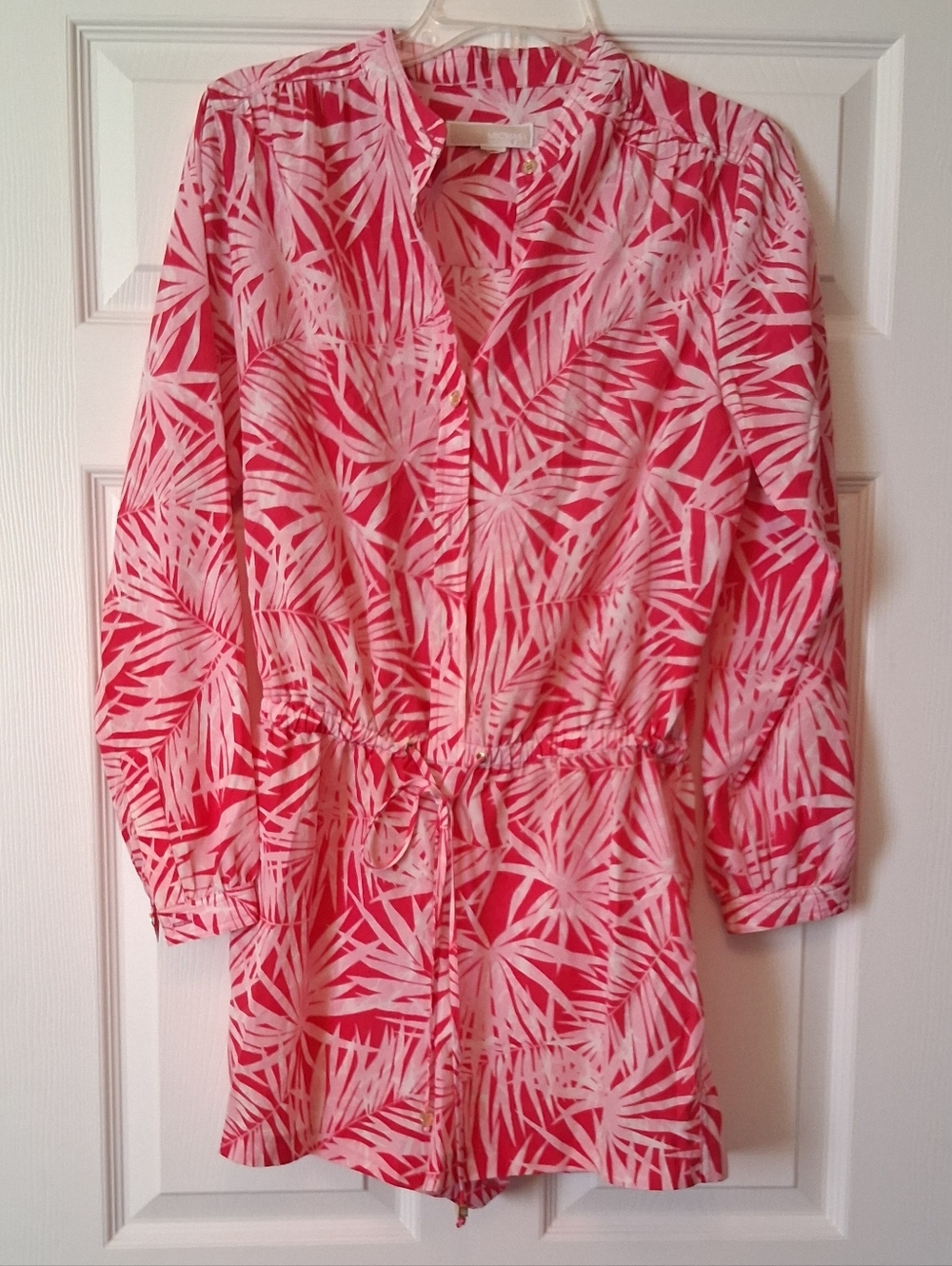 Michael Kors Shorts Romper. Pink  Palm Print. Size Medium